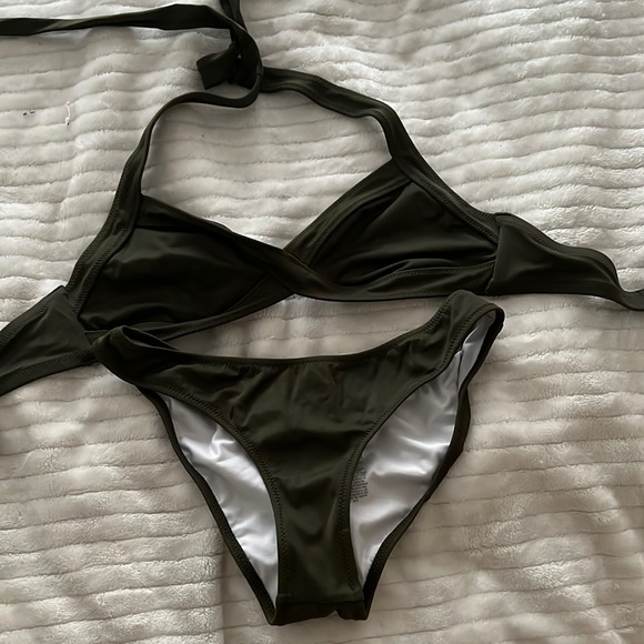 PINK Victoria's Secret Swim Dark Green Pink Bikini Poshmark